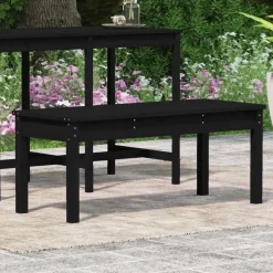 vidaXL - Tuinbank - Zwart - Grenenhout - 109 x 44 x 45 cm