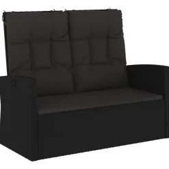 vidaXL - Tuinbank - Zwart - Poly rattan - 118 cm - Verstelbaar - Met kussens