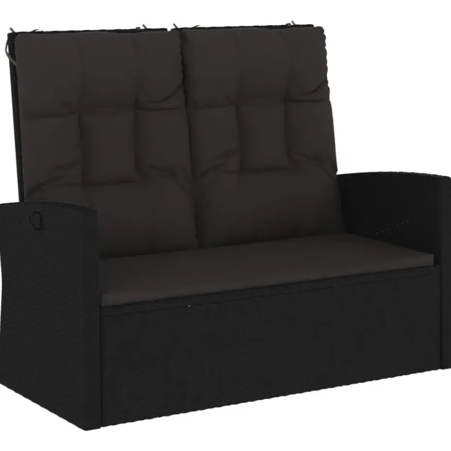 vidaXL - Tuinbank - Zwart - Poly rattan - 118 cm - Verstelbaar - Met kussens