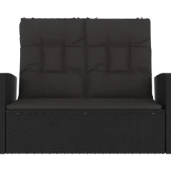 vidaXL - Tuinbank - Zwart - Poly rattan - 118 cm - Verstelbaar - Met kussens