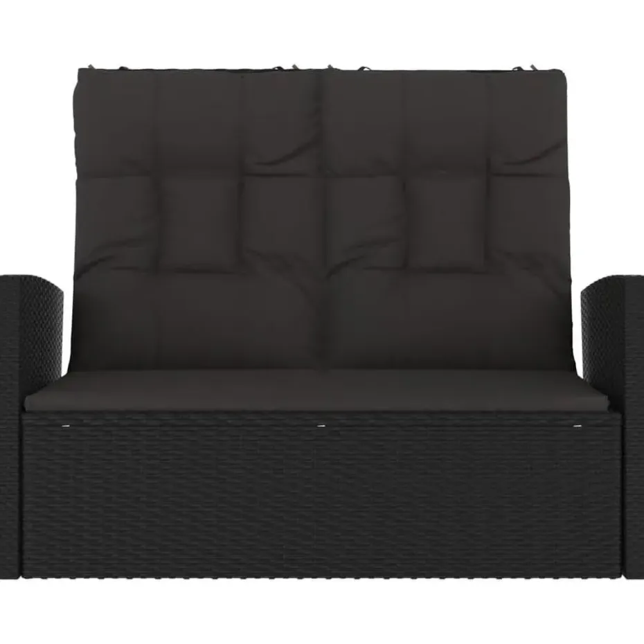 vidaXL - Tuinbank - Zwart - Poly rattan - 118 cm - Verstelbaar - Met kussens