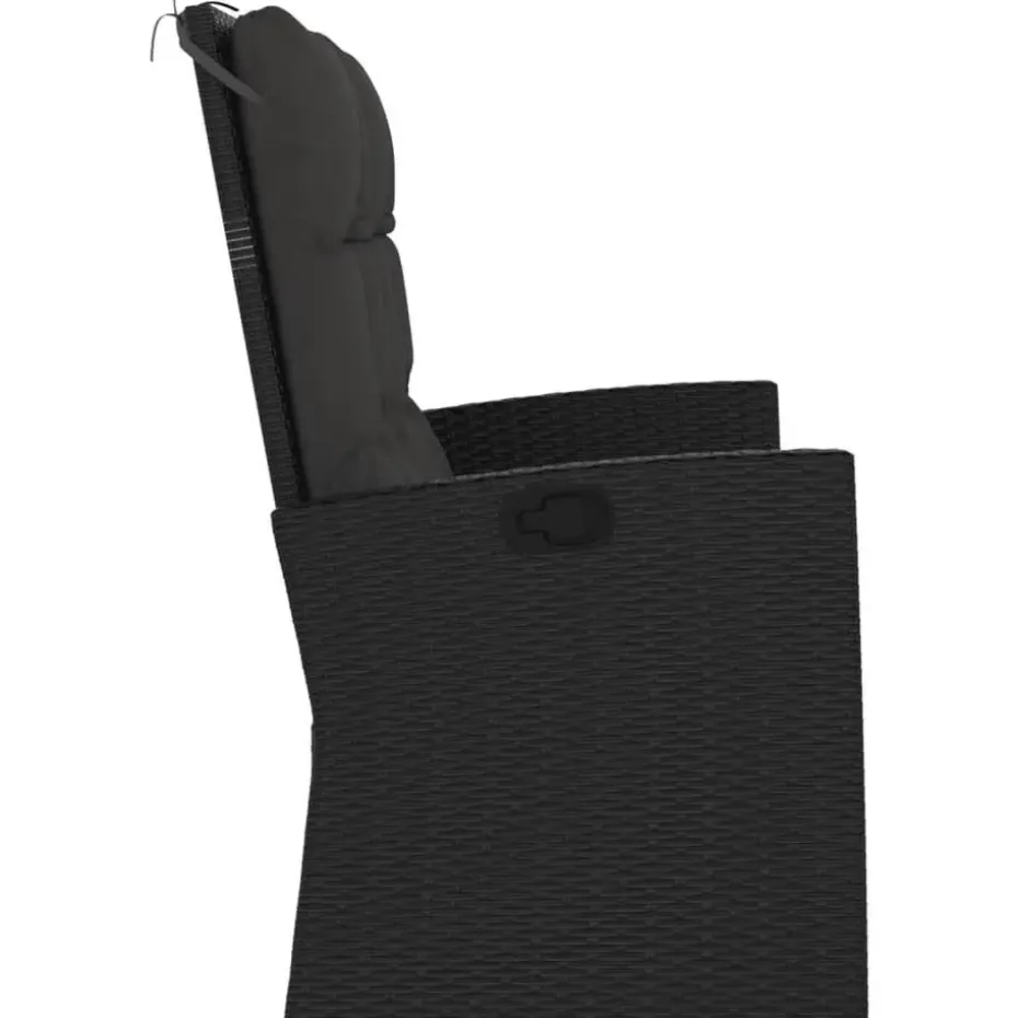 vidaXL - Tuinbank - Zwart - Poly rattan - 118 cm - Verstelbaar - Met kussens