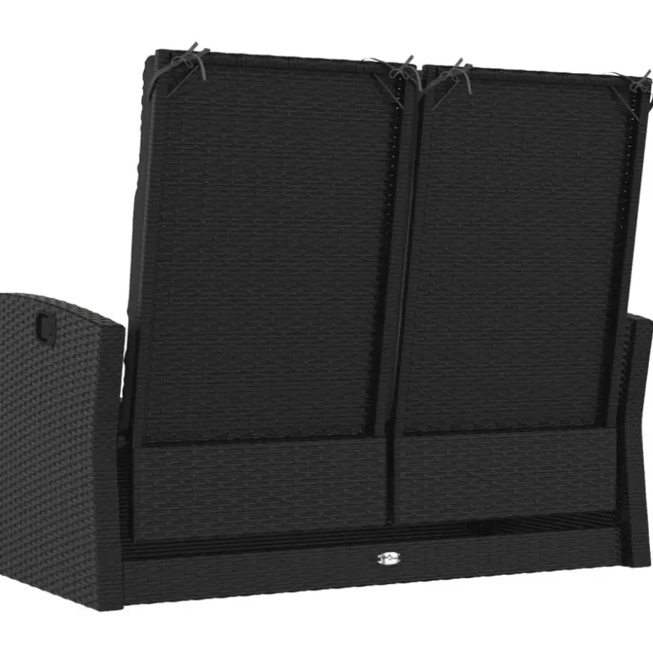 vidaXL - Tuinbank - Zwart - Poly rattan - 118 cm - Verstelbaar - Met kussens