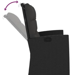 vidaXL - Tuinbank - Zwart - Poly rattan - 118 cm - Verstelbaar - Met kussens
