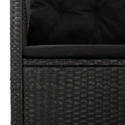 vidaXL - Tuinbank - Zwart - Poly rattan - 118 cm - Verstelbaar - Met kussens
