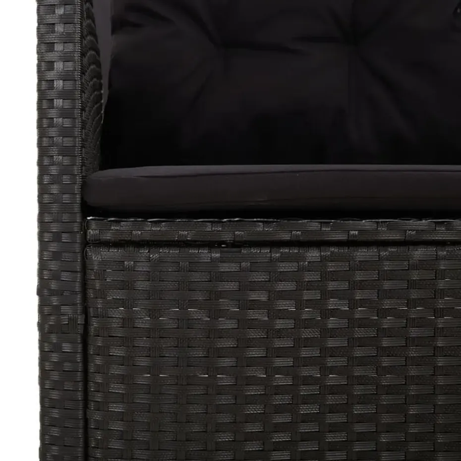 vidaXL - Tuinbank - Zwart - Poly rattan - 118 cm - Verstelbaar - Met kussens