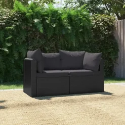 vidaXL - Tuinbank - Zwart - Poly rattan