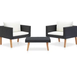 vidaXL - Tuinbank - Zwart - Poly rattan