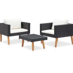 vidaXL - Tuinbank - Zwart - Poly rattan