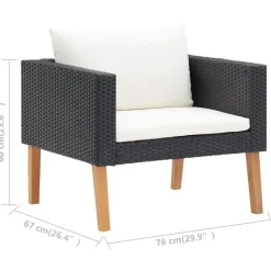 vidaXL - Tuinbank - Zwart - Poly rattan