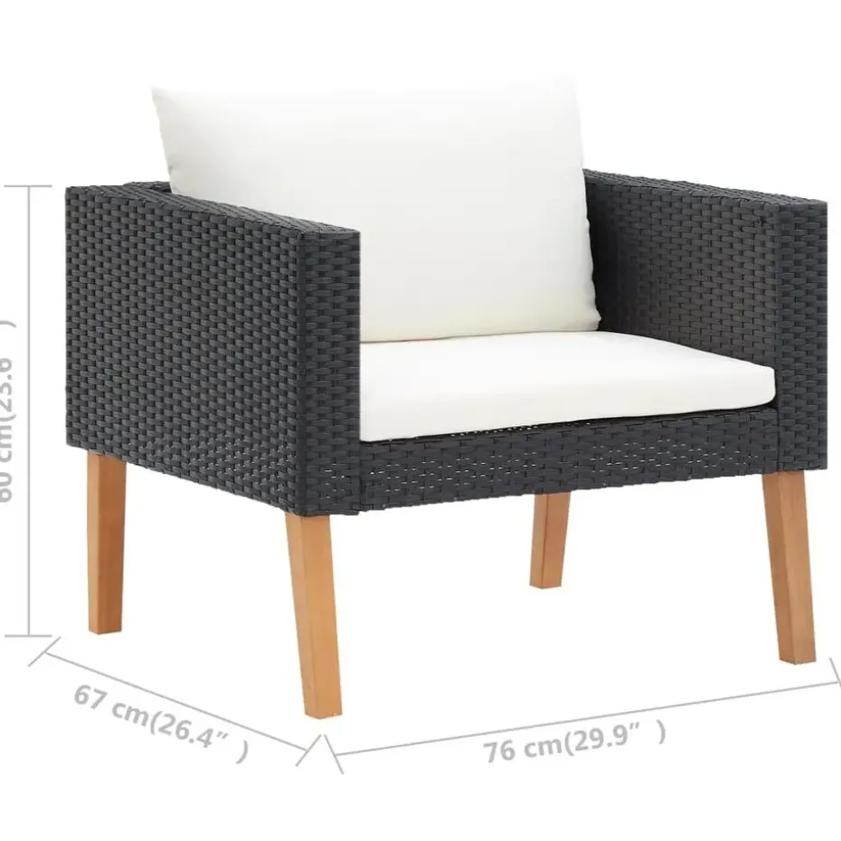 vidaXL - Tuinbank - Zwart - Poly rattan