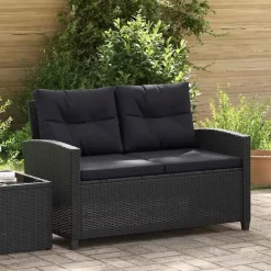 vidaXL - Tuinbank - Zwart - Poly rattan