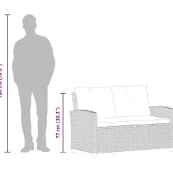 vidaXL - Tuinbank - Zwart - Poly rattan