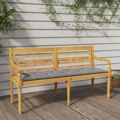 vidaXL - Tuinbank Batavia met grijs kussen - Teakhout - 150x51.5x84 cm
