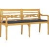 vidaXL - Tuinbank Batavia met antraciet kussen - Teakhout - 150x51.5x84 cm