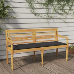 vidaXL - Tuinbank Batavia met antraciet kussen - Teakhout - 150x51.5x84 cm