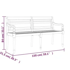 vidaXL - Tuinbank Batavia met antraciet kussen - Teakhout - 150x51.5x84 cm