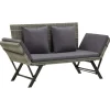 vidaXL - Tuinbank 2-in-1 - Grijs - Poly rattan -176 cm - Met kussens