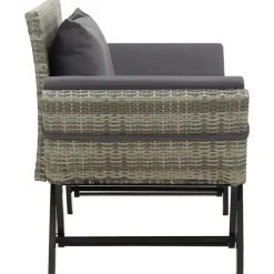 vidaXL - Tuinbank 2-in-1 - Grijs - Poly rattan -176 cm - Met kussens