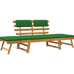 vidaXL - Tuinbank 2-in-1 - Groen - Acaciahout - 190 cm - Met kussens