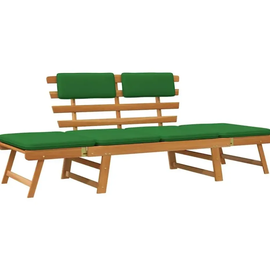 vidaXL - Tuinbank 2-in-1 - Groen - Acaciahout - 190 cm - Met kussens