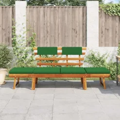vidaXL - Tuinbank 2-in-1 - Groen - Acaciahout - 190 cm - Met kussens