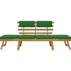 vidaXL - Tuinbank 2-in-1 - Groen - Acaciahout - 190 cm - Met kussens