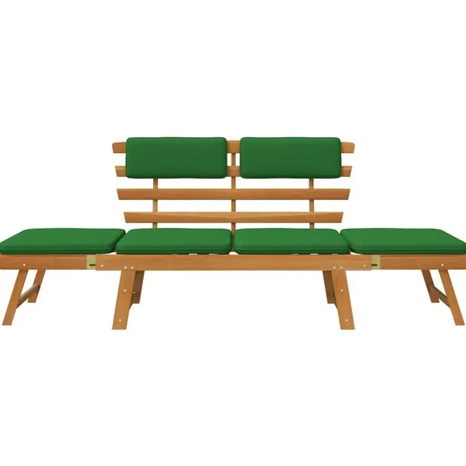 vidaXL - Tuinbank 2-in-1 - Groen - Acaciahout - 190 cm - Met kussens