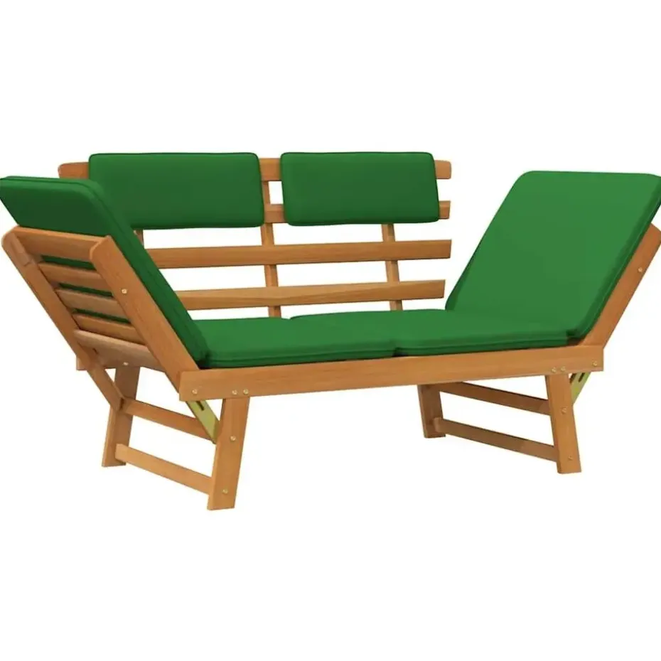 vidaXL - Tuinbank 2-in-1 - Groen - Acaciahout - 190 cm - Met kussens