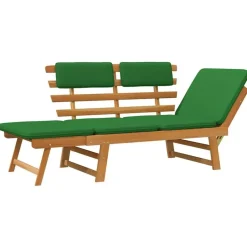 vidaXL - Tuinbank 2-in-1 - Groen - Acaciahout - 190 cm - Met kussens