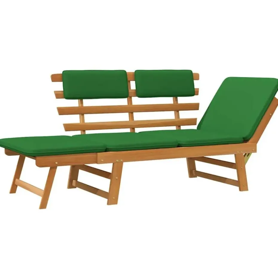 vidaXL - Tuinbank 2-in-1 - Groen - Acaciahout - 190 cm - Met kussens