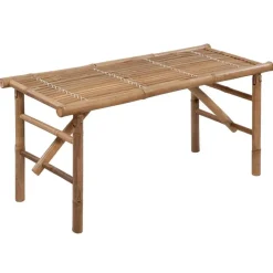vidaXL - Tuinbank inklapbaar met grijs kussen - bamboe - 118x38x45 cm