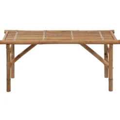 vidaXL - Tuinbank inklapbaar met grijs kussen - bamboe - 118x38x45 cm