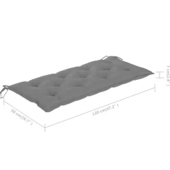 vidaXL - Tuinbank inklapbaar met grijs kussen - bamboe - 118x38x45 cm