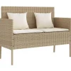 vidaXL - Tuinbank met crème kussens - Beige poly rattan - 113x61x87 cm