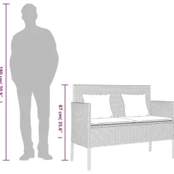vidaXL - Tuinbank met crème kussens - Beige poly rattan - 113x61x87 cm