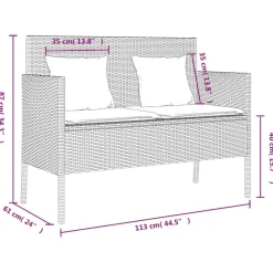 vidaXL - Tuinbank met crème kussens - Beige poly rattan - 113x61x87 cm