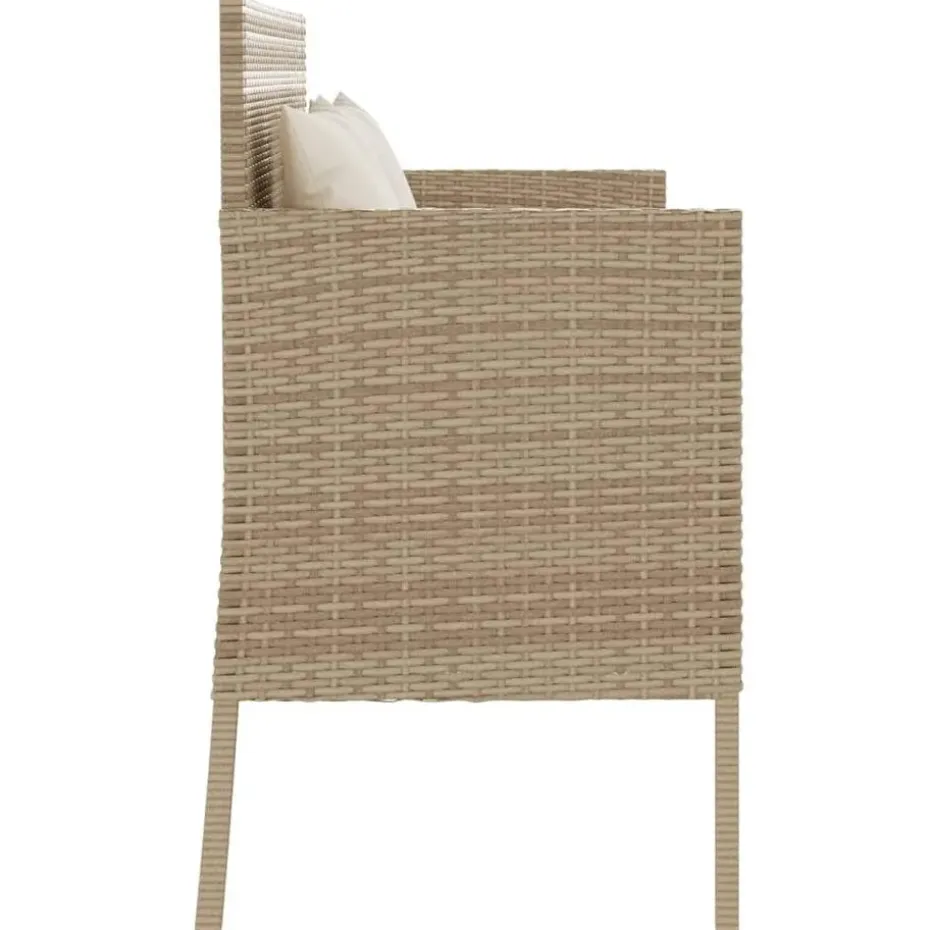 vidaXL - Tuinbank met crème kussens - Beige poly rattan - 113x61x87 cm
