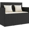vidaXL - Tuinbank met crème kussens - Zwart poly rattan - 120x50x90.5 cm