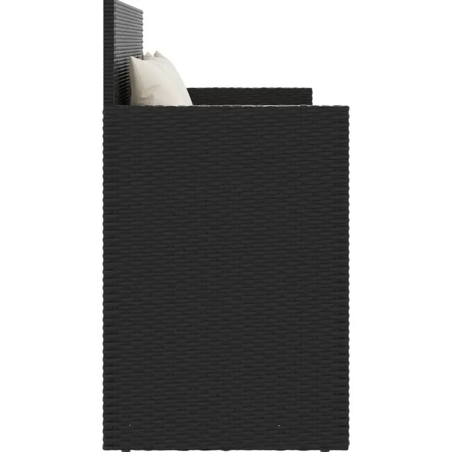 vidaXL - Tuinbank met crème kussens - Zwart poly rattan - 120x50x90.5 cm