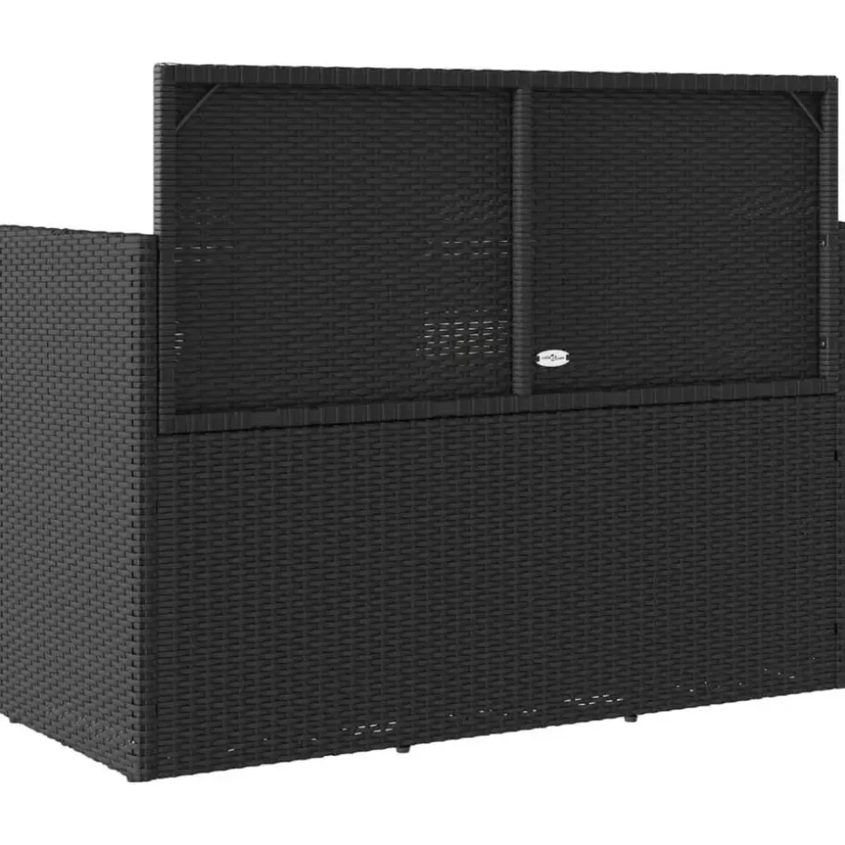 vidaXL - Tuinbank met crème kussens - Zwart poly rattan - 120x50x90.5 cm