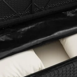 vidaXL - Tuinbank met crème kussens - Zwart poly rattan - 120x50x90.5 cm