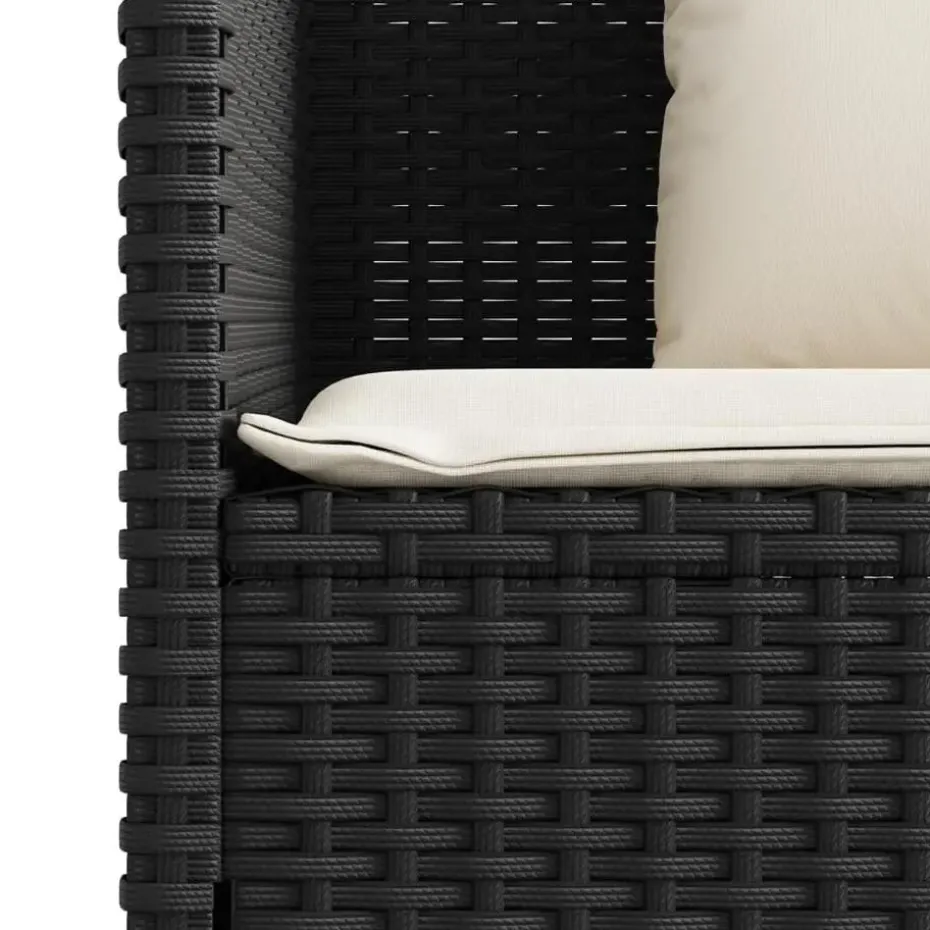 vidaXL - Tuinbank met crème kussens - Zwart poly rattan - 120x50x90.5 cm