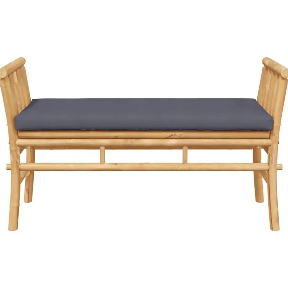 vidaXL - Tuinbank met donkergrijs kussen - Bamboe - 110x37x65 cm