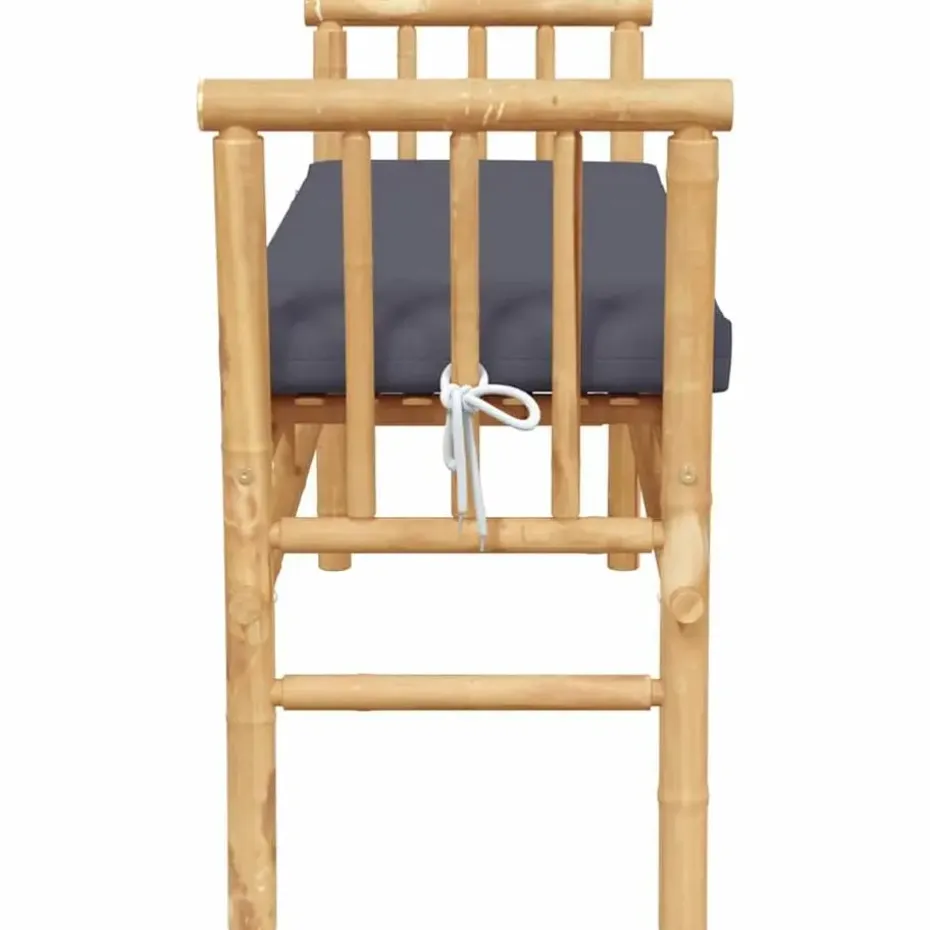 vidaXL - Tuinbank met donkergrijs kussen - Bamboe - 110x37x65 cm