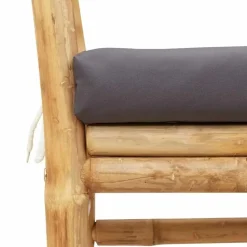 vidaXL - Tuinbank met donkergrijs kussen - Bamboe - 110x37x65 cm