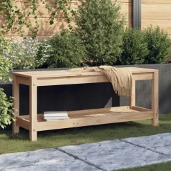 vidaXL - Tuinbank met opbergruimte - Naturel - Massief grenenhout - 108x35x45 cm