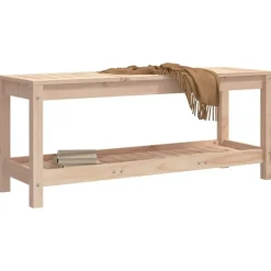 vidaXL - Tuinbank met opbergruimte - Naturel - Massief grenenhout - 108x35x45 cm