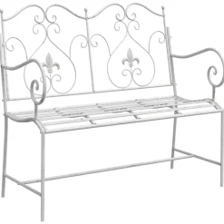 vidaXL - Tuinbank met sprankelend ontwerp - Wit - Staal - 104x54x93 cm