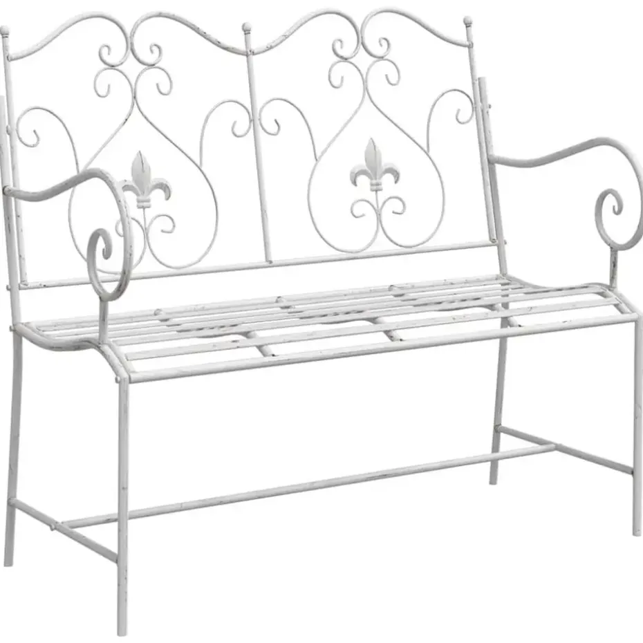 vidaXL - Tuinbank met sprankelend ontwerp - Wit - Staal - 104x54x93 cm